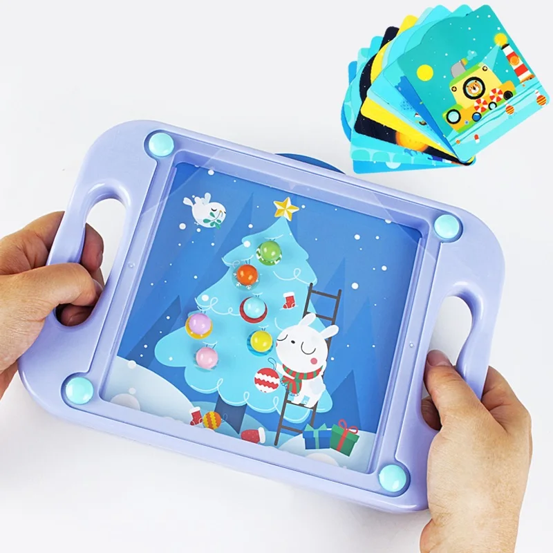 

3D Education Puzzle Game Toy for Children Kids Balance Balls Handheld Board Boys from 1-3 Wooden Puzzle Box Toys Baby Montessori