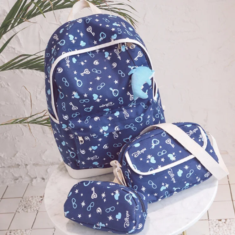 3 шт./компл. холст школьный рюкзак Mochila Feminina Для женщин женский школьные сумки для