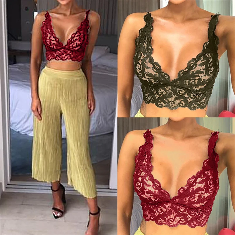 Fashion Women Lingerie Corset Sexy Lace Flowers Breathable Bralette Bralet Bra Mini Tank Cami Crop Underwear #J15 (3)
