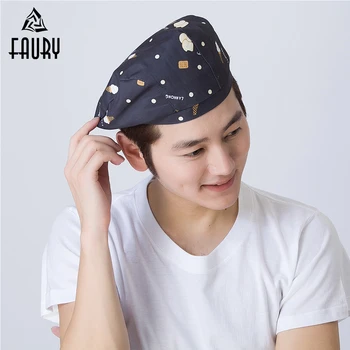 

Wholesale 3 Colors Chef Waiter Food Service Hats Printed Plaid Caps Kitchen Cooking Restaurant Bakery Canteen Cafe Forward Cap