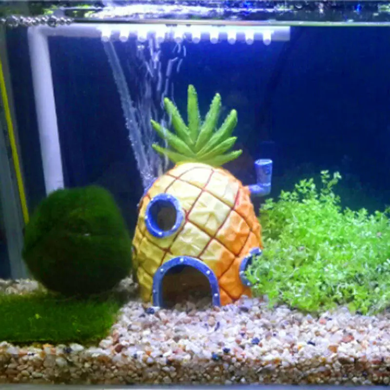 Resin Aquarium Spongebob Decoration Pineapple House Fish Tank