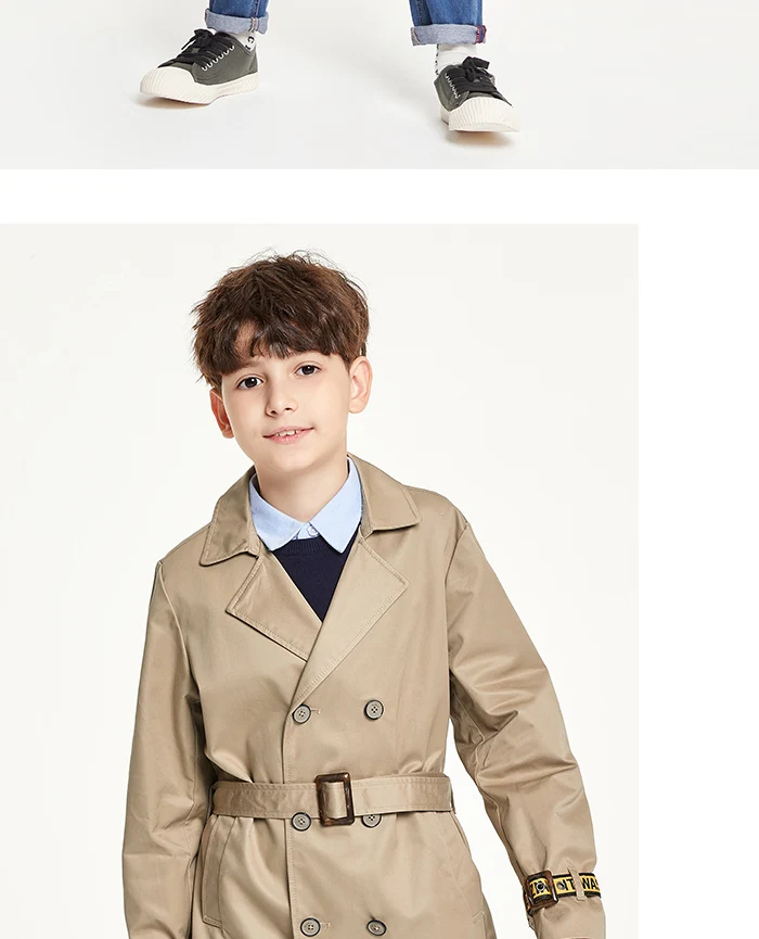 Balabala Children clothing jacket boy autumn new style big boys trench coat windbreaker long section Korean version