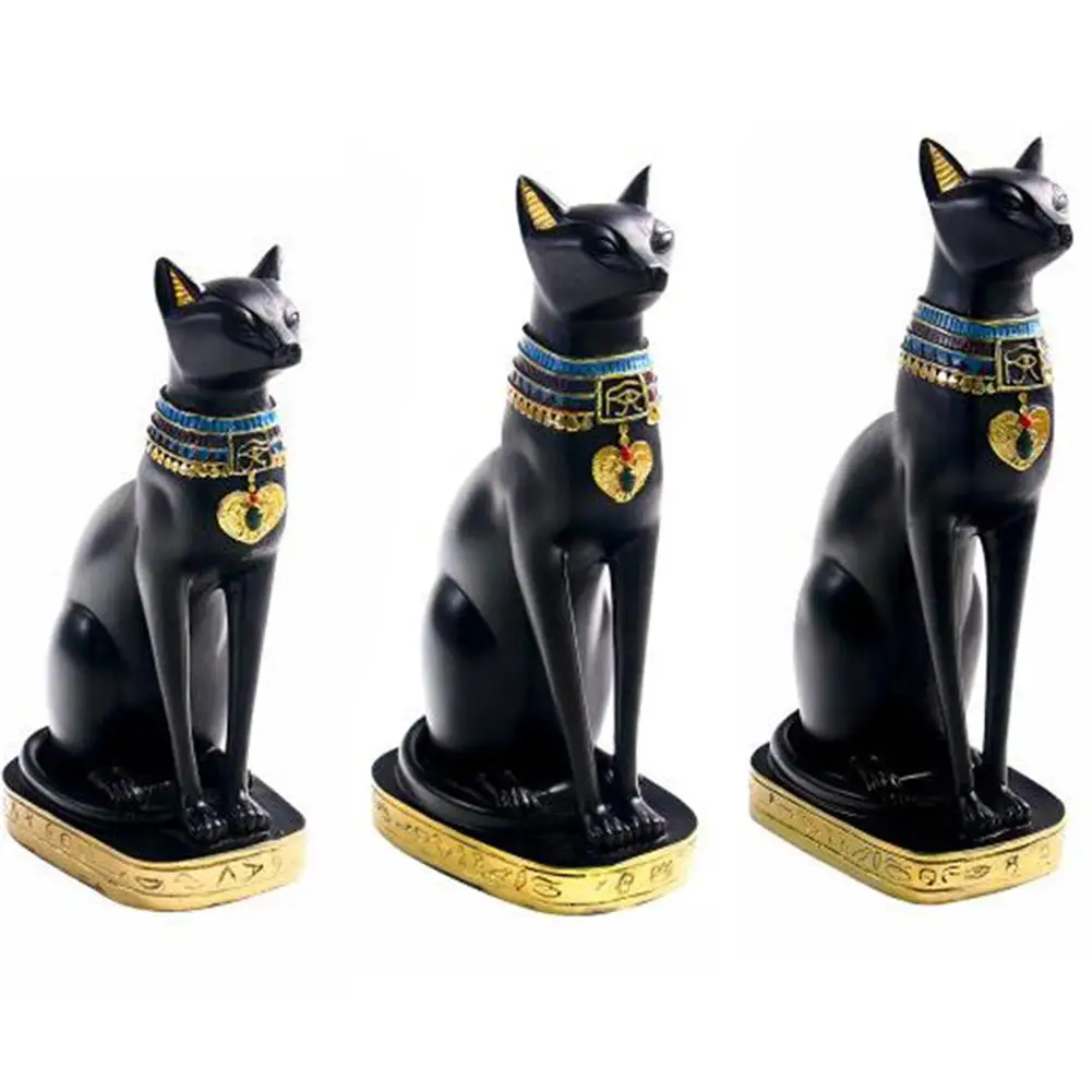 

Egyptian Cat Figurine Statue Decoration Goddess Bastet Incarnation Cat God Vintage Egyptian Cat Feng Shui Resin Craft Figurine