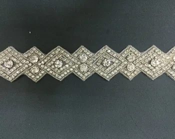 

Bridal Crystal Rhinestone Applique Iron On Beaded Patch for Headbands,Sash,Wedding Dress