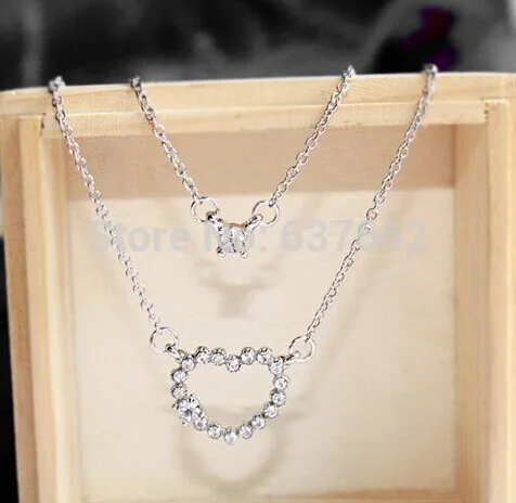 

2018 Overwatch Collares Link Chain Trendy Real Sale Maxi Necklace Collier Love Double Layer Heart Full Rhinestone Short Female