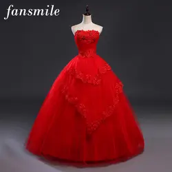 Fansmile дешевые красные VintageLace до Свадебные платья Vestidos de Novia 2019 плюс размеры Свадебные платья под $50 Бесплатная доставка FSM-275F