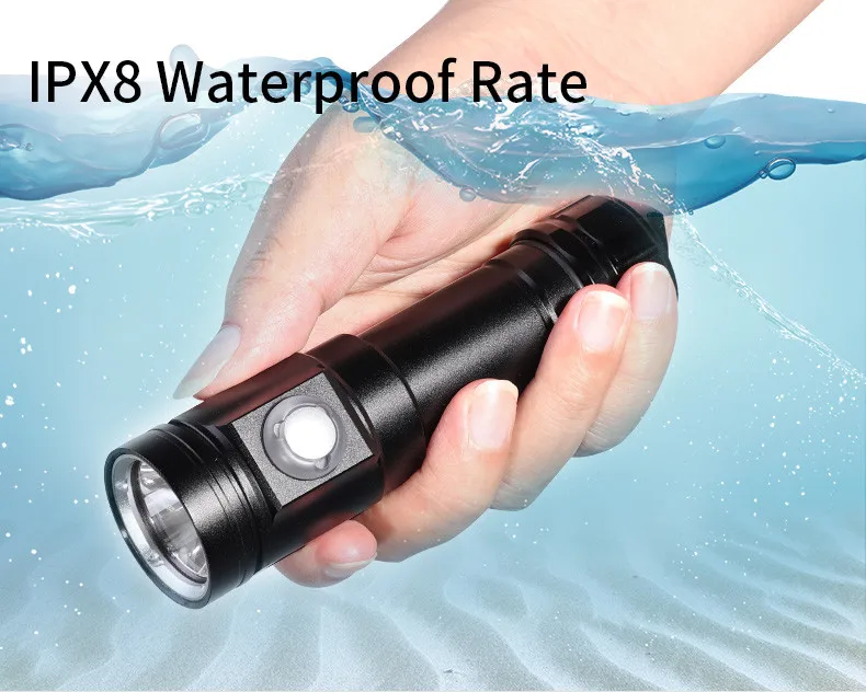 

Diving Scuba Flashlight 80m XM-L2 T6 Mini Flashlight LED Torch Underwater Waterproof Torch Light Lamp QH-01 Led Light