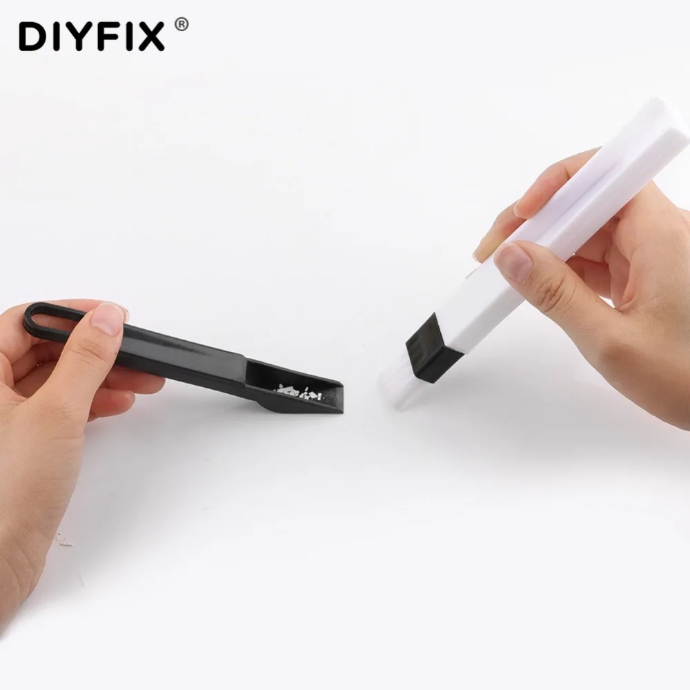 DIYFIX щетка для чистки пыли с совком складная нейлоновая щетка для чистки многофункциональная для клавиатуры Nook PCB Ремонт набор инструментов для уборки