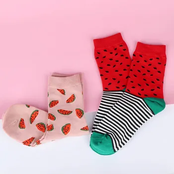

1 Pair Cute Watermelon Striped Pattern Men Women 29cm Socks Creative Soft Cotton Funny Socks For Warm Winter Gift