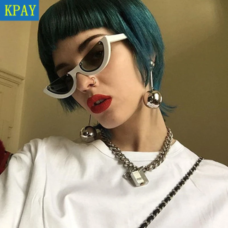 KPAY 2019 Fashion Sun Glasses Female Colorful UV400 Cool Semi Rimless Narrow Frame Lady Cat Eye Sunglasses Women Personality KPAY 2019 Fashion Sun Glasses Female Colorful UV400 Cool Semi Rimless Narrow Frame Lady Cat Eye Sunglasses Women Personality