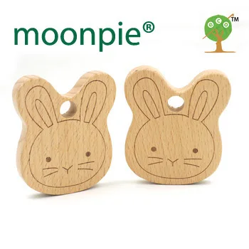 10pcs x 70mm unfinished smile rabbit carving wooden beech teether toy 2.75 inch  Handcrafted baby gift EA56-2