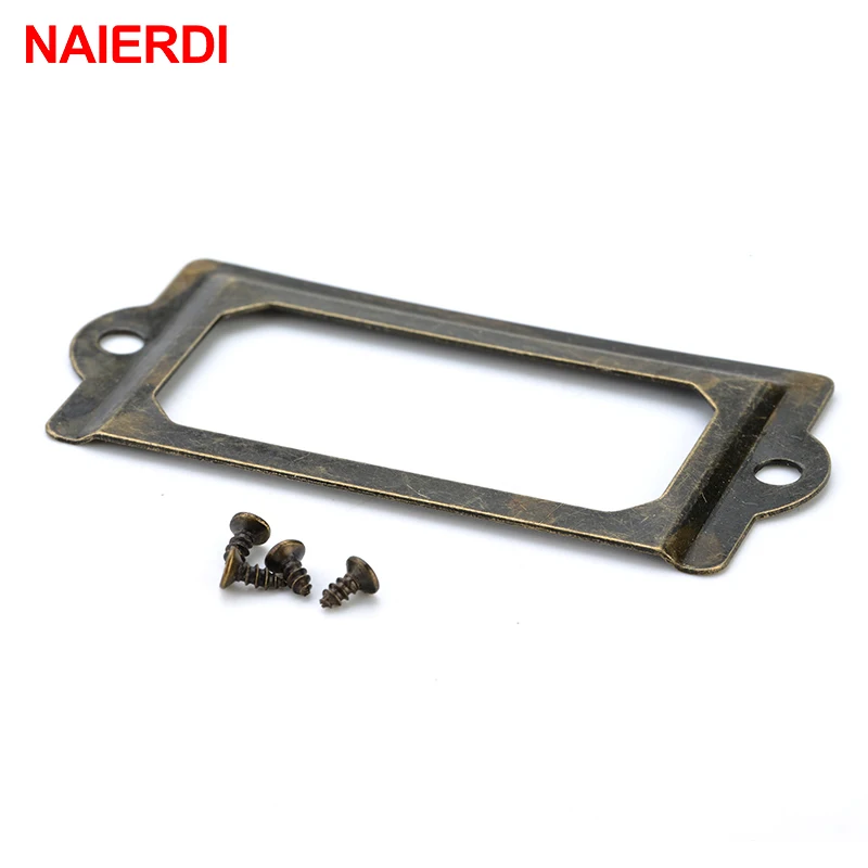 

NAIERDI 69*32mm Handle Antique Metal Label Pull Frame File Name Card Holder For Furniture Cabinet Drawer Box Case Hardware