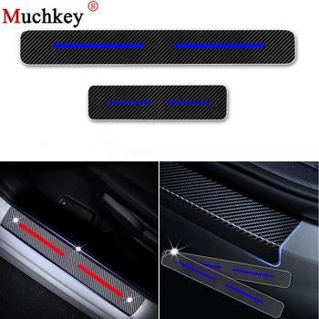 

For Nissan Kicks Carbon Fiber Sticker Car Door Sill Protector Scuff Plate Car Accessories Stickers Car-Styling 4pcs