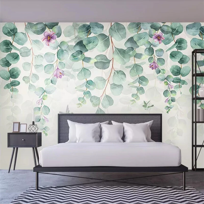 Beibehang заказ обои 3d фотообои Nordic Минималистский тропические листья цветы Бабочка спальня papel де parede