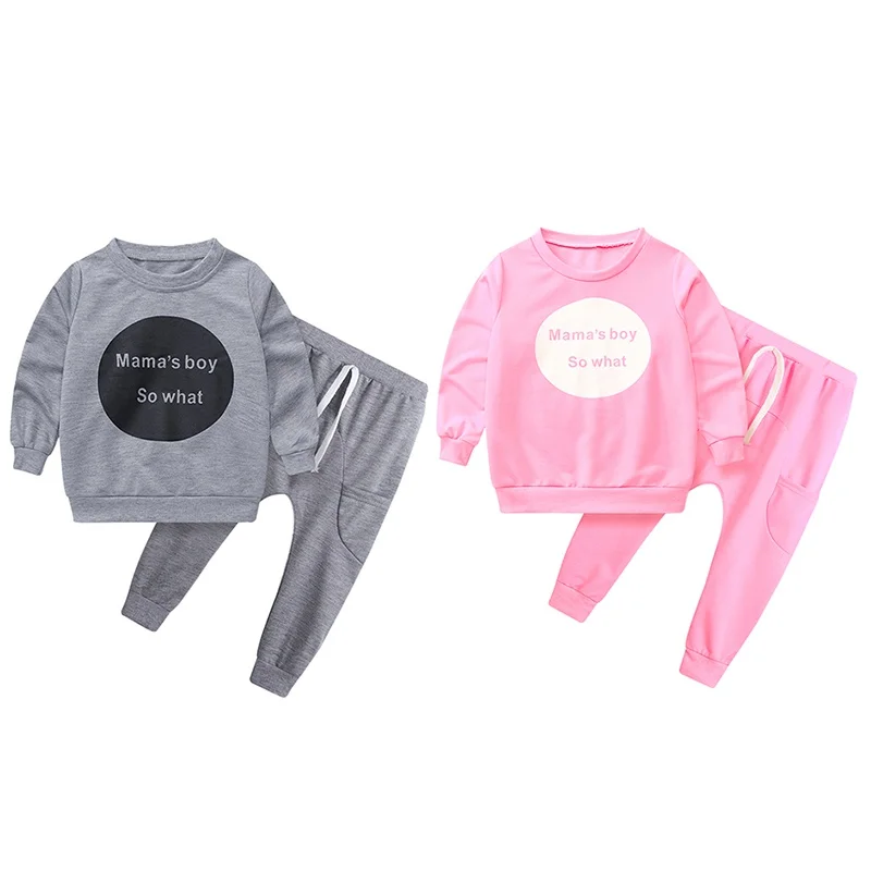 

Children's Clothing Set Baby Boy Girls Letter Printed Long-sleeved T-shirt+Pants Set Autumn Spring New 2pcs Suit 1-5Y