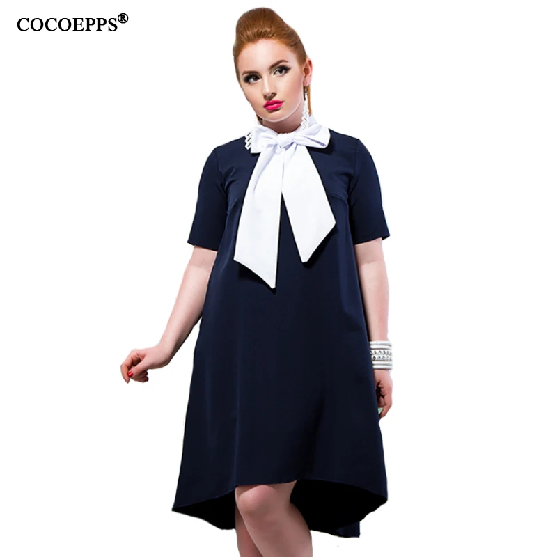 

2019 Summer Fashion Women 5XL 6XL Plus Size Dress With Tie O-neck Irregular Dress Big Size Casual Loose Dresses Clothing 4 Color
