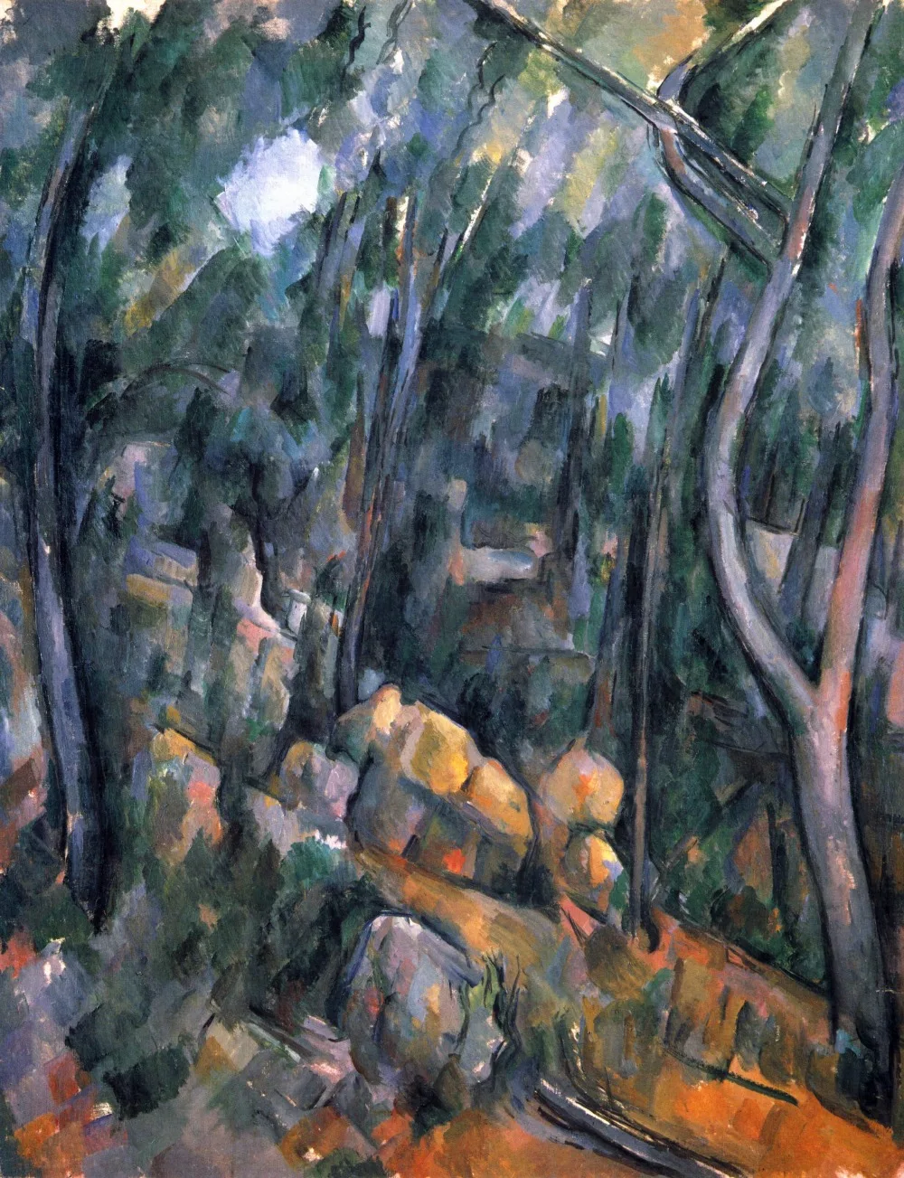

100% hand made Oil Painting Reproduction on linen canvas,landscape oil painting,forest-near-the-rocky caves by paul Cezanne,