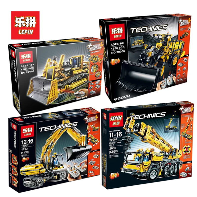 

Lepin 20008 20004 20007 20006 Technic Motorized Bulldozer Excavator Crane Building Blocks Bricks Toy Compatible Legoed 8075 8043