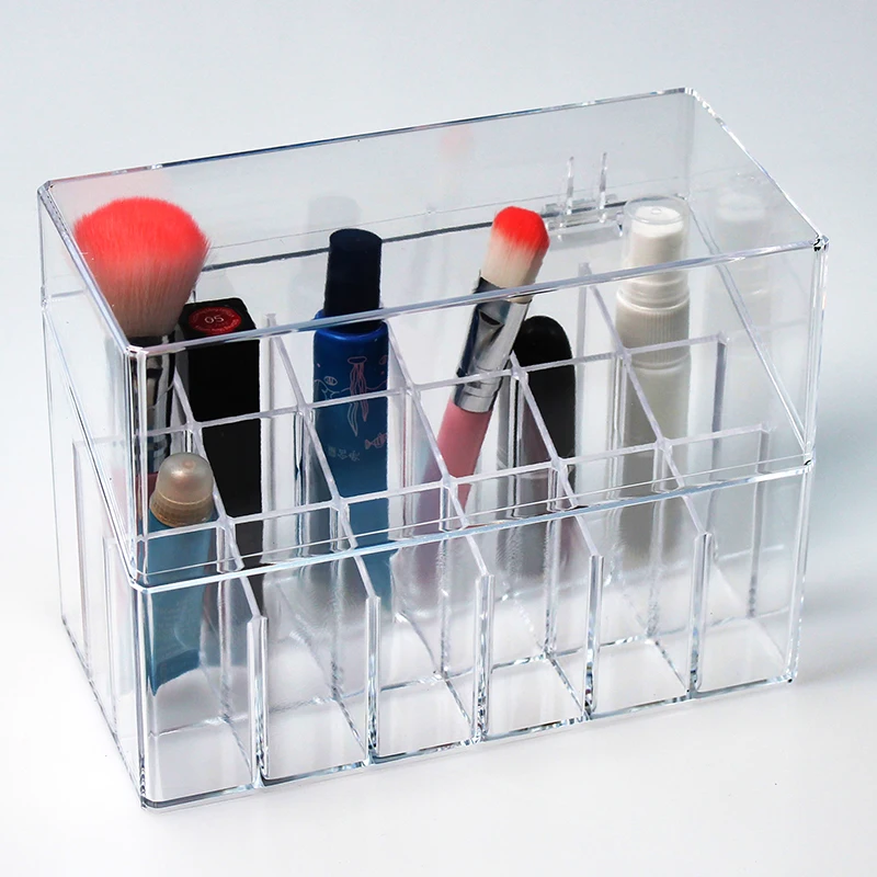 18 grids clear lipsticks cosmetics brushes box 15 24 girls holder with cover TZ20 | Дом и сад