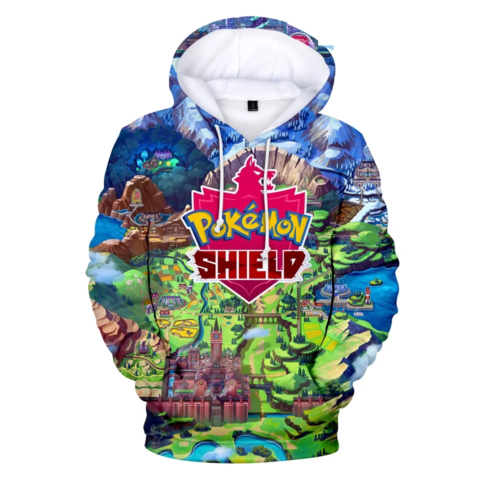Harajuku Anime Cartoon Pokemon Sword and Shield 3D Hoodies Men Women Casual Hip-Hop Pullover Long Sleeve Pokemon Go Sweatshirt