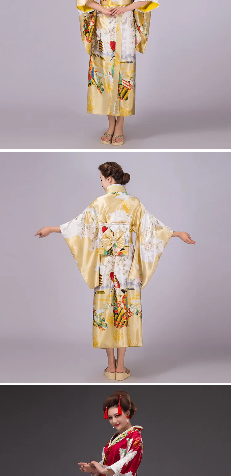 Пикантные национальные тенденции для женщин традиционный шелковый атлас кимоно юката с Оби Новинка вечернее платье японский косплэй