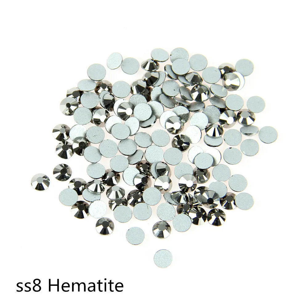 SS8 2.3MM JET HEMATITE 1440PCS/BAG glass flat back non hot fix MC stones free shipping | Дом и сад