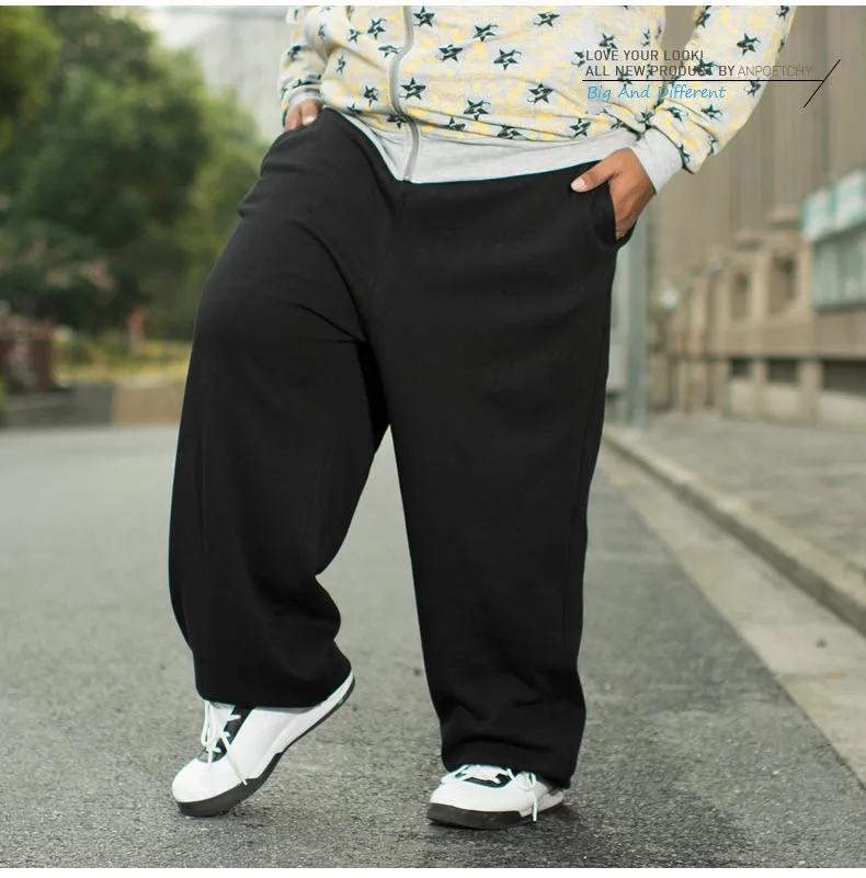 Бренд ANPOETCHY, хип-хоп джоггеры, мужские спортивные штаны, теплые флисовые Свободные мешковатые штаны-шаровары, брюки размера плюс L-4XL, вес 60-150 кг