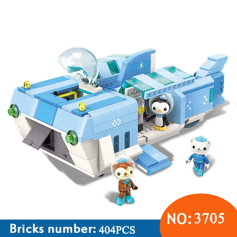 Просветите 3705 404 шт. Белая Акула Мобильный База Octonauts мультфильм здания Конструкторы игрушечные лошадки для детей