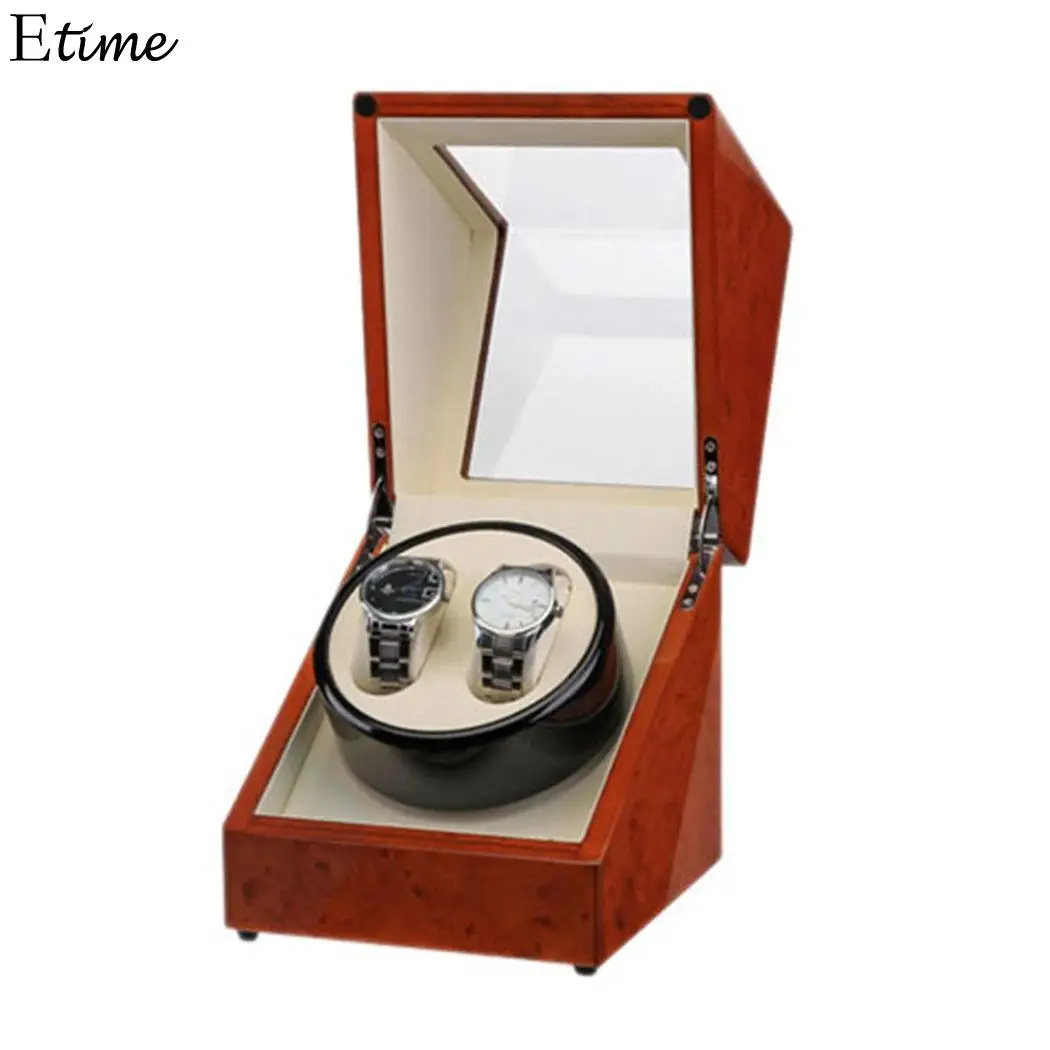 

2 Grids Watch Box Winder Case Organizer Stand Stirrer Automatic Watches Boxes Motor Shaker Watch Winder Holder Display Clock