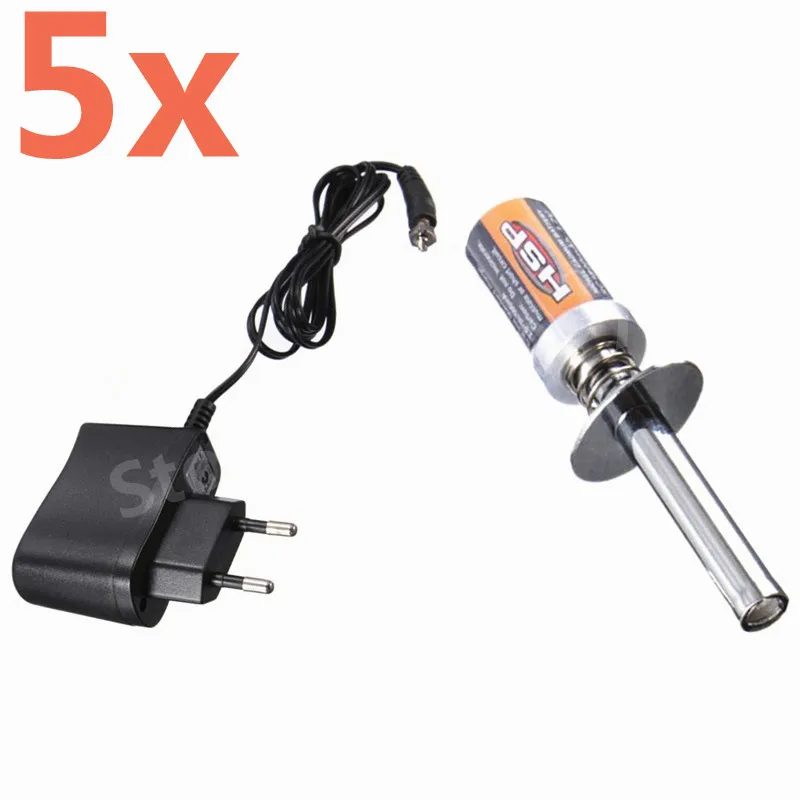 5Sets/Lot 1800mAh Rechargeable Glow Plug Igniter With charger 80231 For RC 1/10 Nitro Buggy Truck Tools Engine Parts HSP 80101