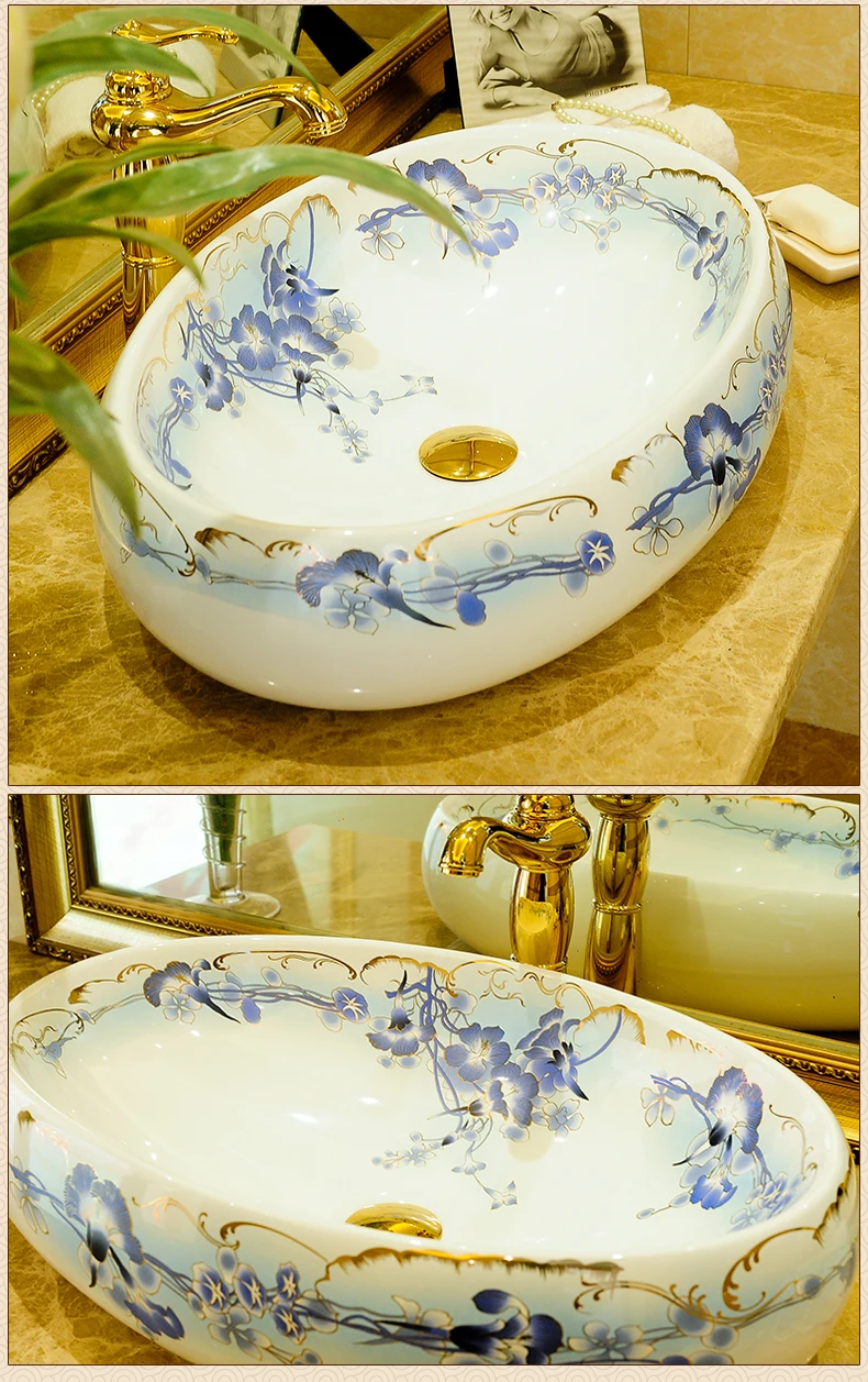 Oval Shape Ceramic Artistic Lavabo Bathroom Sink Wash Basin Art Counter Top basin sink lavabo sinks ceramic round wash basin (3)