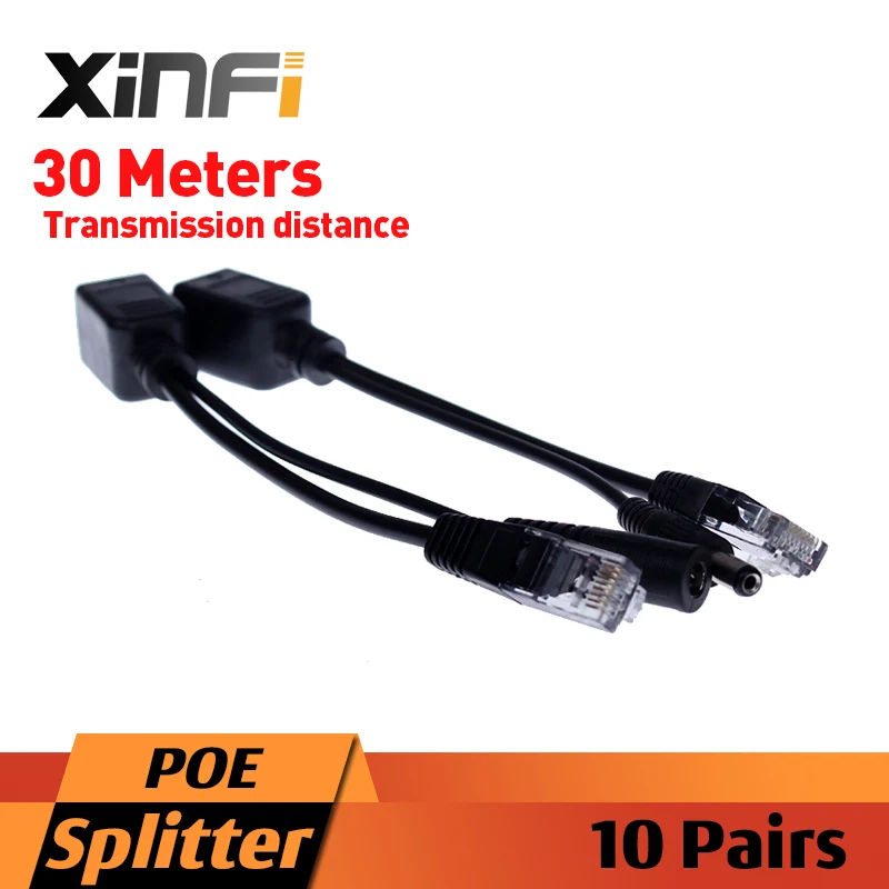 Xinfi 10 Пара PoE Splitter передатчик + POE приемник для RJ45 сетевой кабель PoE Splitter & Инжектор кабель комплект POE адаптер