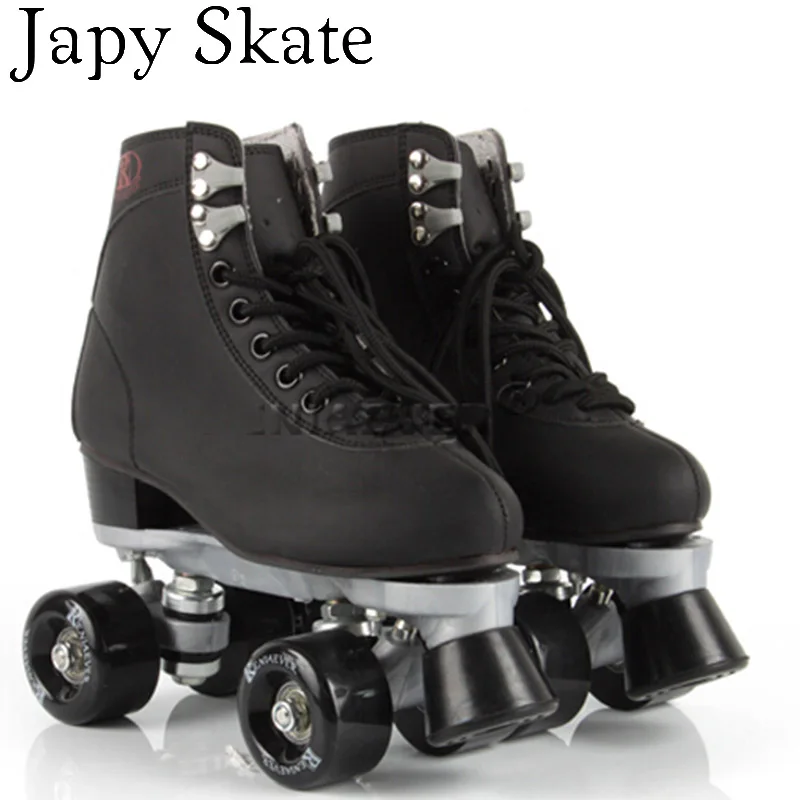 

Japy Skate 2016 Double Roller Skates Reniaever Skate Two Line Patins Unisex Patines Adulto Black Adult Skating Shoes