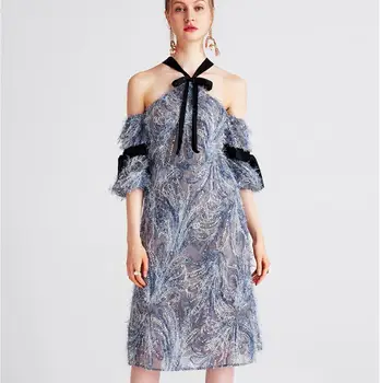 

New Summer Party Dresses Women's Dresses with Blue High-quality Dresses Fashionable, Comfortable and Air-breathable