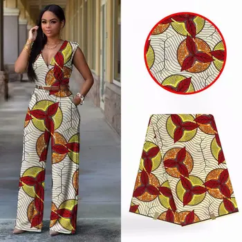 

6Yards/lot Popular white african wax red flower printed design batik wax fabric for clothes VH162-7