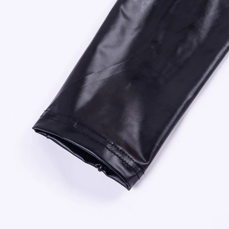 CamKemsey сексуальные пуш-ап черные pu кожаные брюки Капри женские уличные полосатые Лоскутные тонкие узкие кожаные брюки-карандаш