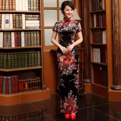 Новинка 2019 года Женские пикантные Cheongsam китайское традиционное платье цветок Район Винтаж воротник стойка длинное Ципао негабаритных 3XL