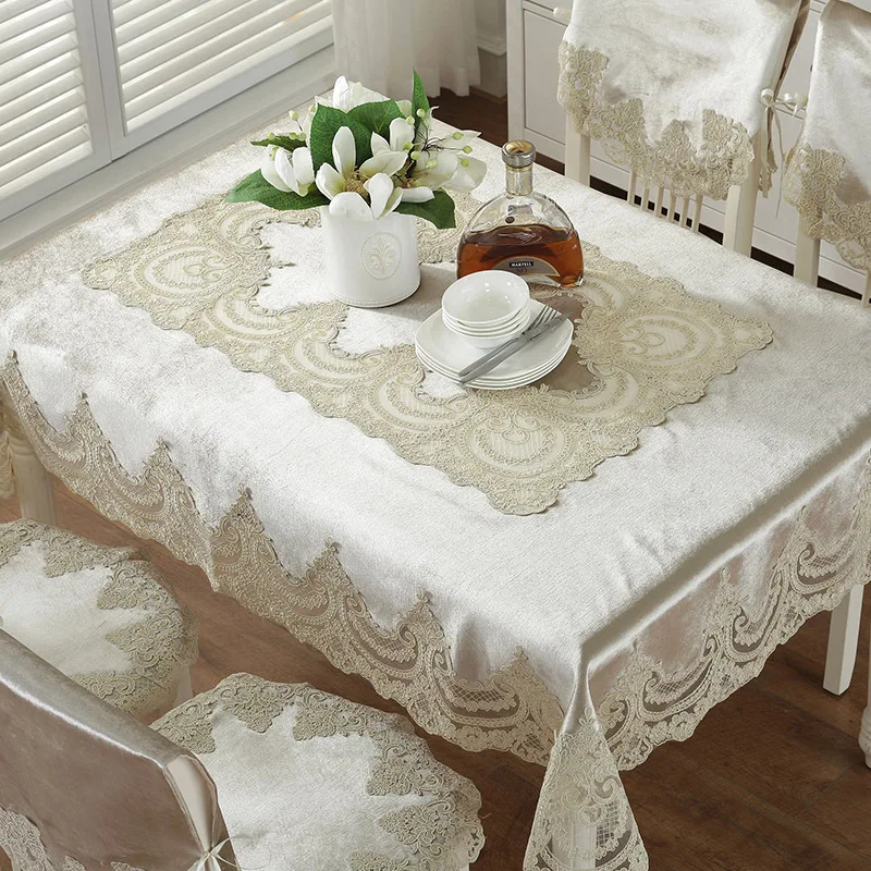  Europe Style Luxury Comfort Tablecloth Lace Edge Dustproof Covers For Table Chair Cover Home Party 