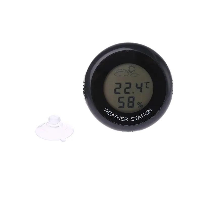 

Round Digital Thermometer Hygrometer Humidity Temperature Meter Weather Station with Clip+ Suction Cup