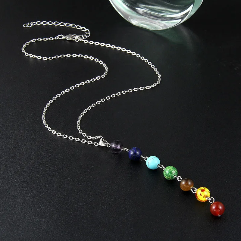 Title 3, Natural stone colorful beads pendant