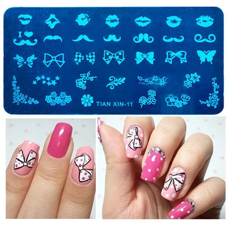 24 дизайна пластины для ногтей французские Советы маски для вечерние серии шаблон для ногтей штамп изображения Маникюр штамп таблички DIY Дизайн ногтей 1 шт