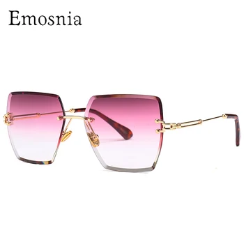 

Emosnia Rimless Square Sunglasses For Women Transparent Gradient Lens Metal Frame UV400 Top Quality Sun Glasses Oculos De Sol