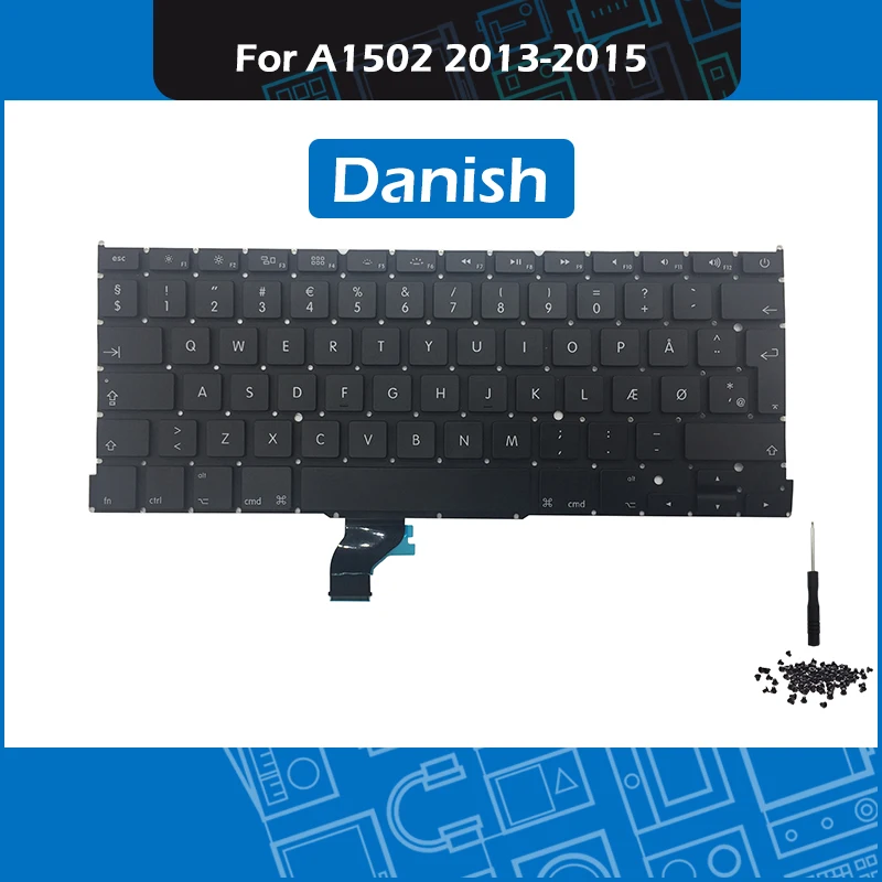 New A1502 Keyboard Nordic DK Danish Layout for font b Macbook b font Pro Retina 13