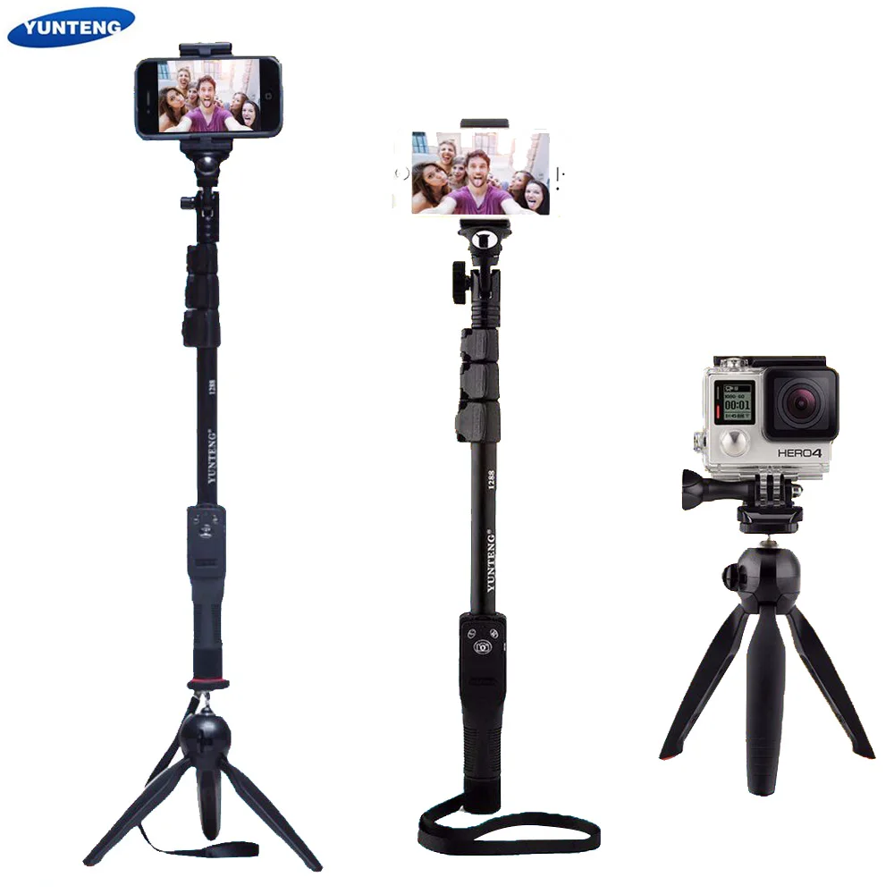 

Camera Phone Bluetooth Extendable Selfie Stick Yunteng 1288 Telescopic Monopod Pole or 228 Mini Tripod For Iphone 5 6 7 Samsung