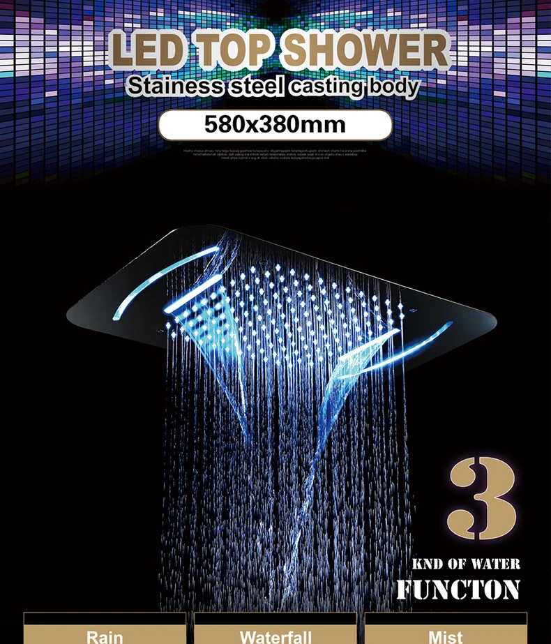

Led Shower Set Multifunction Bathroom Shower Sets Luxury SUS304 Thermostatic Mixer Waterfall Rainfall SPA Ceiling Big Rain
