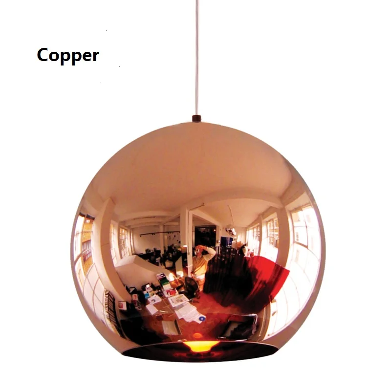 

Modern Replica Nordic pendant light Copper Glass Mirror Shade Ball Hanglamp For Dining Room Restaurant lamparas