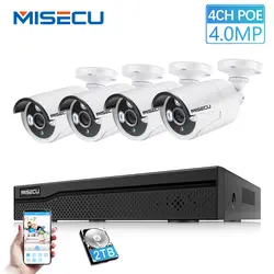 MISECU HD 4CH 4.0MP POE NVR видеонаблюдения Системы H.265 POE ip-камара Пуля Открытый P2P ИК видения комплект наблюдения 2 ТБ HDD