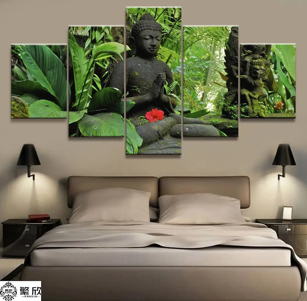 

5 Panel Buddhism Buddha Canvas Printed Painting For Living Room Wall Art Home Decor HD Picture Artworks Modern Poster
