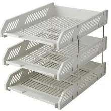 Три Сетки Хранения Документов стойка офисный Настольный для обучения книжные мелочи Органайзер коробка-черный