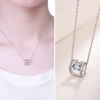 

S- S925 Sterling Silver rotary double headed mosaic chain fashion silver necklace explosion silver chain